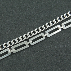 Polished silver cuban chain and rectangular paperclip link necklace for modern layered styling