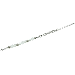 Minimalist pearl and chain splice bracelet with adjustable silver metal links