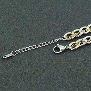 Bracelet chaîne cubaine double couche en or et argent, acier inoxydable pour style unisexe