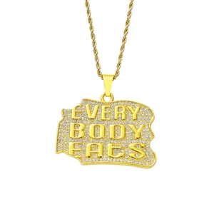 Collana Hip Hop con Ciondolo a Lettera EVERY BODY EATS Iced Out Strass Lega Acciaio Inossidabile Corda Catena Uomo Donna Gioielli