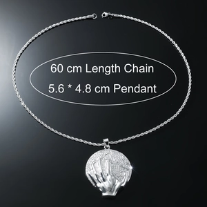 Collier hip hop homme avec pendentif main tenant la terre serti de diamants et chaîne 60cm