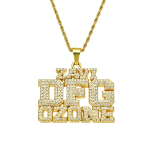 Hip-Hop Legierung Strass Alphabet Buchstaben Anhänger Halskette Mit Edelstahl Seilkette Punk Schmuck Für Damen Herren