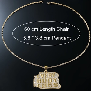 Collana hip hop color oro con ciondolo Every Body Fals decorata con zirconi