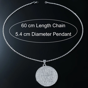 Collier hip hop argenté avec pendentif Stay Humble Hustle Hard et chaîne torsadée