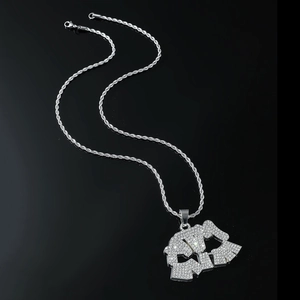 Iced out alphabet pendant necklace with rope chain in hip-hop street style for men and women