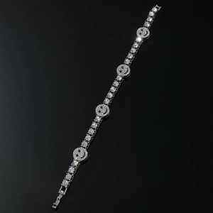 Bracelet tennis argenté avec strass et breloques smiley pour hommes style hip hop
