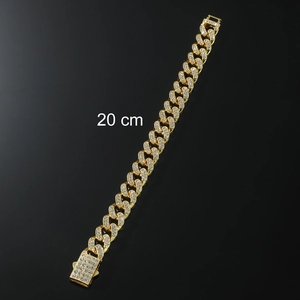 Bracciale a catena cubana da 20 cm in oro da uomo con pavé di zirconi scintillanti