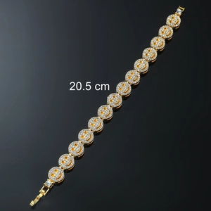 Men's hip-hop gold plated smile face bracelet with sparkling rhinestones 20.5 cm length