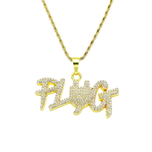 Hip Hop Iced Out Στρας Κράμα PLUG Μενταγιόν Γράμμα Κολιέ Με Ανοξείδωτο Ατσάλι Αλυσίδα Σχοινί Streetwear Μόδα Κοσμήματα Άνδρες Γυναίκες