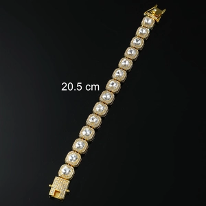 Luxury 20.5cm gold plated tennis bracelet featuring square cut AAA cubic zirconia stones