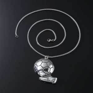 Collier en acier inoxydable pour hommes avec pendentifs ballon de foot et chaussure