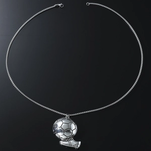 Collier en acier inoxydable avec pendentif ballon et chaussure de foot sur chaîne box