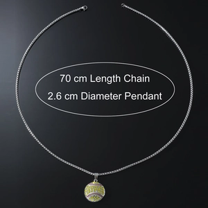 Hip hop style sparkling basketball pendant necklace with 70cm silver chain for men