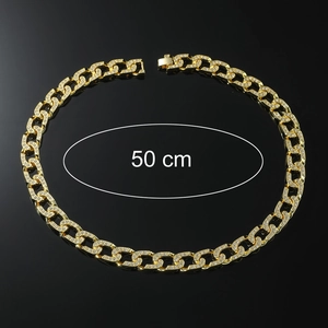 50 cm vergoldete Iced Out Panzerkette für Herren im Hip-Hop-Schmuckstil glänzend