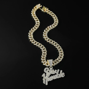 Stay Humble Buchstaben Anhänger Halskette Für Herren Strass Legierung Panzerkette Hip Hop Punk Street Schmuck