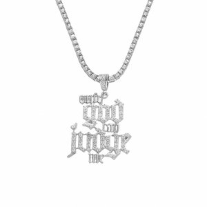 Collier hip-hop argenté avec pendentif Only God Can Judge Me et chaîne tennis