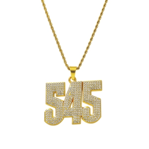 Hip Hop Nummer 545 Hanger Ketting Voor Heren Dames Roestvrij Staal Touwketting Legering Strass Sieraden