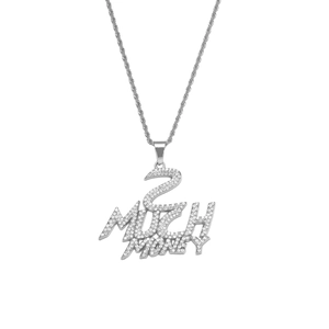 Collier hip-hop avec pendentif 2 MUCH MONEY serti de diamants et chaîne torsadée