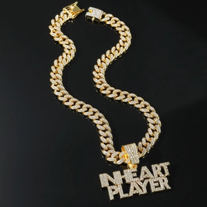 Hip-Hop-Halskette mit vergoldeter Cuban-Kette und NHEART PLAYER Anhänger
