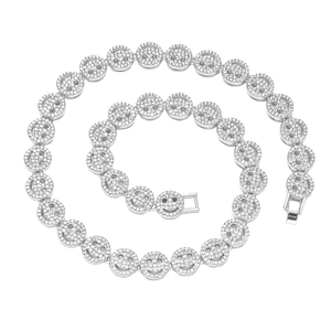 Hip-Hop Halskette in Silber mit eisgekühltem Pavee-Diamanten Smiley-Gesicht Design