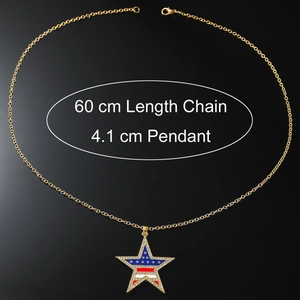 Collier hip hop avec pendentif étoile drapeau USA et cristaux sur chaîne de 60cm