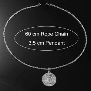 Iced out Jesus pendant necklace with 60cm silver rope chain for men hip hop jewelry