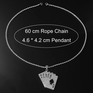 Hip Hop Kette in Silber mit Iced Out Royal Flush Spielkarten Anhänger für Herren