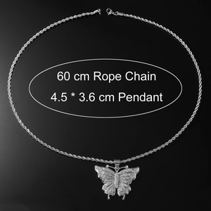 Collier avec pendentif libellule iced-out et chaîne torsadée de 60cm en style hip-hop