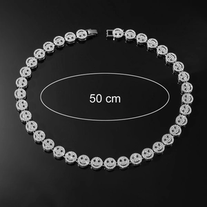 Detailansicht der 50 cm Smiley-Gliederkette mit funkelnden Zirkonia im Hip-Hop-Stil