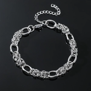 Bracelet Chaîne à Maillons Circulaires en Acier Titane Rétro pour Hommes Femmes Hip Hop Minimaliste Bijoux de Mode Cadeau