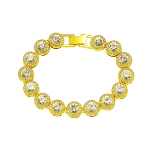 Hip Hop Iced Out Cuban Link Bracelet Alloy Rhinestone Round Diamond Chain Jewelry For Men Women Gold Silver Bracelet