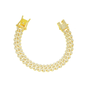 Lussuoso Bracciale Cuban Link Iced Out in Lega per Uomo Donna Hip Hop Pavé di Strass Catena Bracciale Gioielli alla Moda Regalo