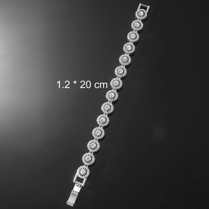Sparkling silver hip hop iced out round link bracelet for men with white zircons 1.2cm