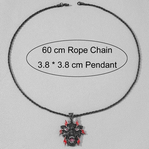 Pendentif panthère hip hop avec cristaux noirs et chaîne torsadée de 60 cm pour homme