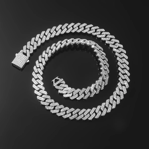 Collier chaîne cubaine Hip Hop pour homme serti de cristaux étincelants forme losange