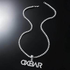 Hip Hop Legierung Strass OXBAR Buchstaben Anhänger Halskette Für Herren Cool Streetwear Tennis Kette Personalisierter Schmuck