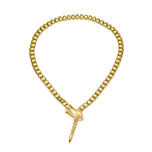 Hip Hop Snake Shape Alloy Necklace Modular Geometric Clavicle Chain Individual Design Polished Metal Neck Jewelry For Men Women