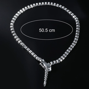 Chic silver zipper style necklace for women with a realistic pendant and 50.5 cm chain