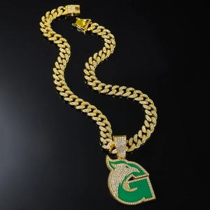 Collier Pendentif Dauphin en Strass Hip Hop Avec Chaîne Cubaine Or Argent Alliage Lettre G Pendentif Animal pour Homme