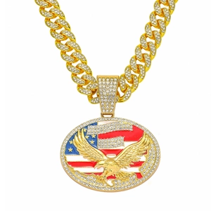 Collana Con Ciondolo Aquila Bandiera Americana Hip Hop Da Uomo Gioielli In Lega Con Strass E Catena Cubana