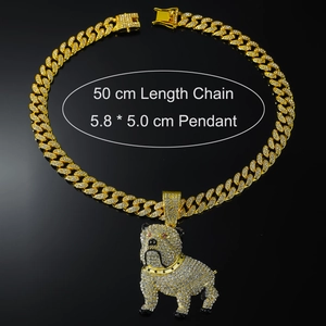 Tabella taglie del ciondolo bulldog con dimensioni 5,8x5,0cm e lunghezza catena di 50cm