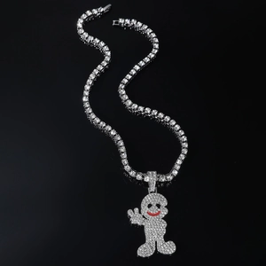Collana tennis argento 5mm con ciondolo a forma di ragazzo con strass su sfondo riflettente