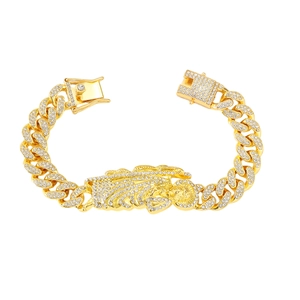 Hip Hop Iced Out Cuban Link Bracelet Alloy Rhinestone Saint Jude Religious Figure Pendant Bracelet For Men Women Jewelry Trend