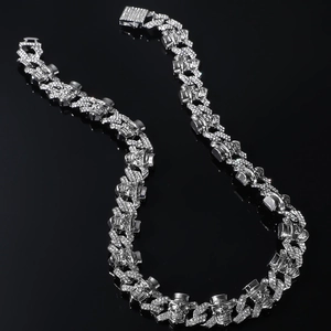 Chaîne cubaine hip-hop pour hommes en argent avec pendentifs crânes sertis de strass