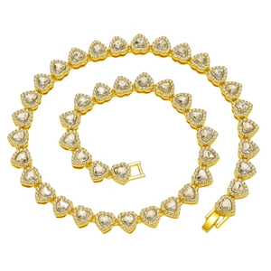 Hip Hop Iced Out Heart Link Chain Necklace Or Bracelet For Men Zinc Alloy Rhinestone Pave Streetwear Fashion Jewelry