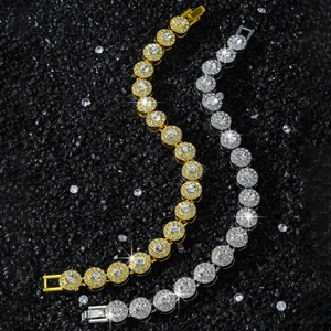 Bracelets tennis hip hop luxe 10mm en or et argent avec cristaux ronds étincelants