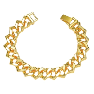 Bracciale a Catena con Maglia Cubana a Cuore in Lega Hip Hop Lucido Oro Argento Gioielli a Cuore per Uomo Donna