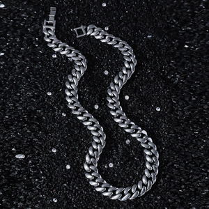 Classic 12mm silver cuban link chain necklace for men with glossy metallic finish