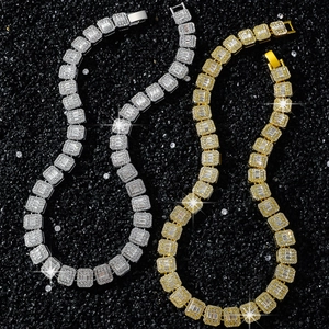 Hip Hop Herrenkette 12mm mit Zirkonia in Gold und Silber Ausführung im Set