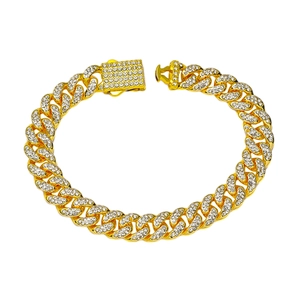 Hip Hop 10mm breites vergoldetes Panzerarmband mit kompletter Diamant-Pavé-Fassung